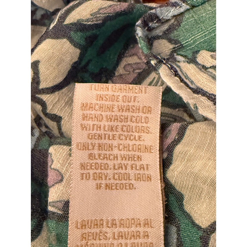 Hope & Harlow Blouse Women XL Green Floral Boho Crochet Lace Peasant Flowy - Picture 6 of 9